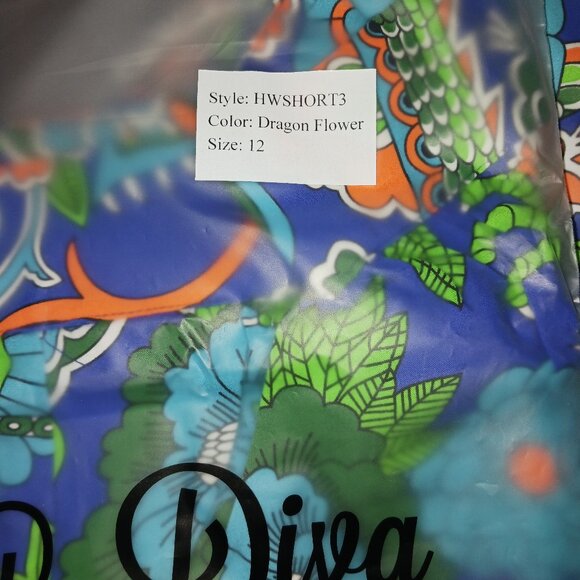 TRASHY DIVA DESIGNER PSYCHEDELIC 60S DRAGON FLOWER PRINT HIGH WAIST SHORTS NWT - Picture 3 of 5